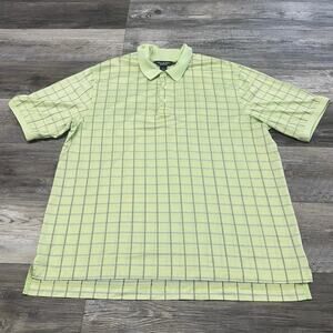 Brooks Brothers Country Club Green Grid Check Men XL Performance Knit Polo Shirt